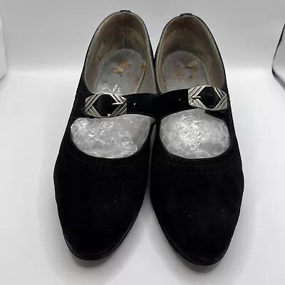 Vintage/Antique French Women’s Shoes Black Suede Heels Size 6.5 • $128.19