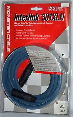 Monster Cable Interlink 301XLN 6M 20ft 5 Pin XLR Cable New Sealed Retail Package • $12.99