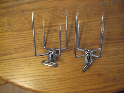 2 Barbecue Heavy Duty Chrome Plated Rotisserie Prongs Meat Spit Forks For 5/16 • $17.80