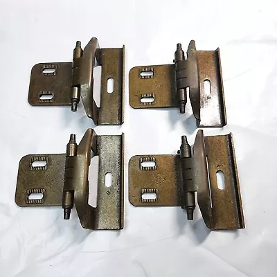 $12 • Buy 4 - Vintage Amerock 60332 Brass Cabinet Door Spring Self Closing Overlay Hinges