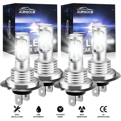 H7 LED Headlights Bulbs 10000K High Low Beams Kit Combo Super White Bright 4Pcs • $35.99