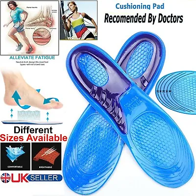 Work Boots Feet Arch Support Orthotic Absorb Shock Gel Massaging Shoe Insoles UK • £4.39