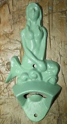 Cast Iron Mermaid Bottle Openers Sea Foam Green Nautical Beer Soda Opener Beach • $8.99