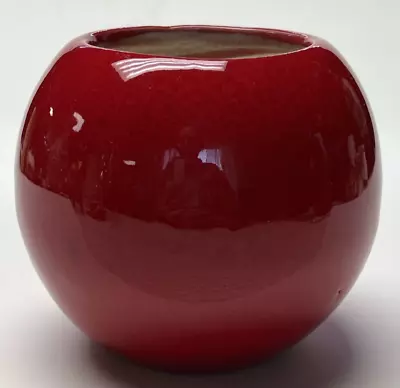 Vintage Haeger Pottery Cherry Red Round Orb Ball Vase Planter • $34
