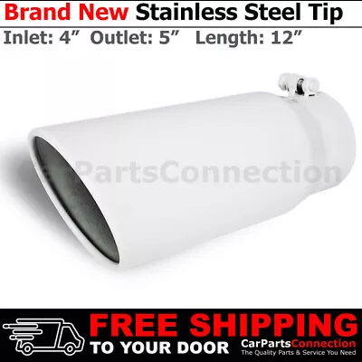 Bolt-On Stainless Truck Angled White 12 Inch Exhaust Tip 213477 4 In 5 Out • $36.99