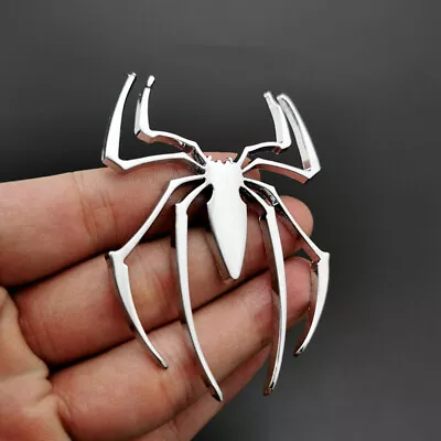  3D Metal Spider Logo Silver Chrome Car Sticker Emblem Badge Decal Accessories  • $7.02