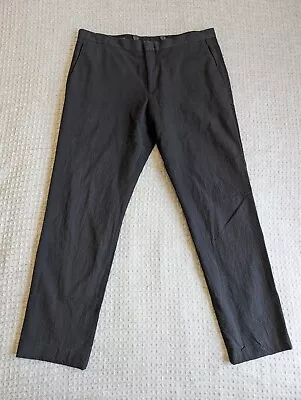 J Crew Tuxedo Pants Men 36x32 Black Ludlow Slim Three Looms Japanese Seersucker • $33.99