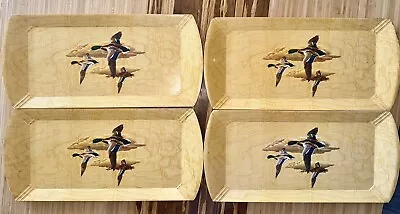 4 Vintage 1950s Wooden Veneer Lap Trays Ducks Mid Century Modern Collectible • $23.99