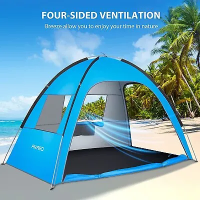 £16.99 • Buy AKASO Beach Tent Portable Beach Shade Sun Shelter Anti UV Pop Up Camping Tent