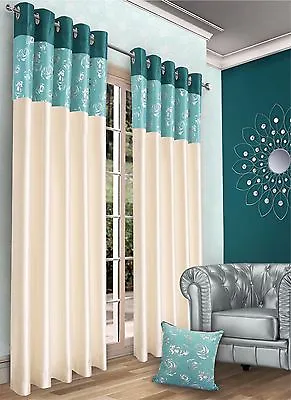 Ready Made Ring-top Eyelet Curtains Faux Silk Fully Lined All Colors And Sizes • £16.95