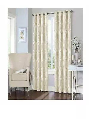 Eclipse Ivory Trellis Thermal Blackout Curtain 52  X 95 . L-Ivory T4102643 • $49.99