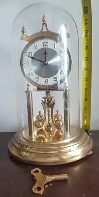 Vintage WORKING 1951 Kundo Anniversary Clock With Glass Dome KEY  • $75