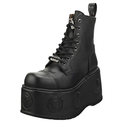 New Rock Metallic M-newmili083-s28 Unisex Black Platform Boots • £148.49