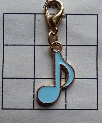 Clip On Vintage Tibetan Light Blue Enamel Music Note Bag Bracelet Gold Finish • £3.15