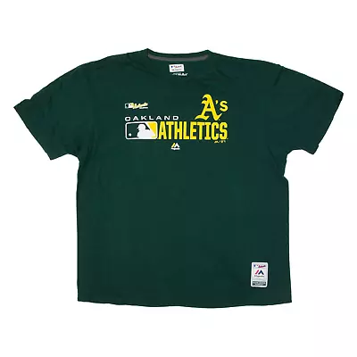 MAJESTIC MLB Oakland Athletics Mens T-Shirt Green USA 2XL • £11.99