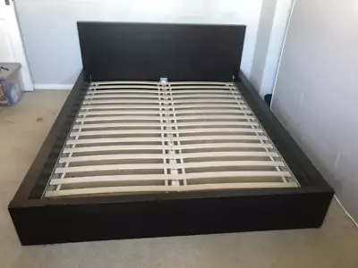 Ikea Malm King Size Bed Black Brown • £80