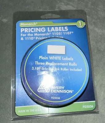 Monarch 925036 Pricing Labels For 1105 1107 & 1110 WHITE Pack 3189 Labels. • $18.50