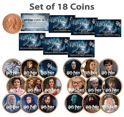 HARRY POTTER Deathly Hallows Colorized UK British Halfpenny ULTIMATE 18-Coin Set • $39.95
