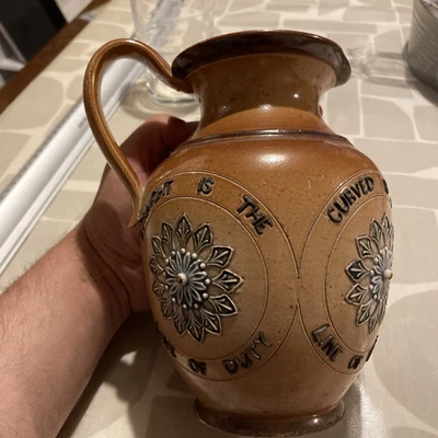 £15 • Buy ANTIQUE Rare 1800s DOULTON LAMBETH MOTTO WARE 19cm ALE JUG Florence Bowditch