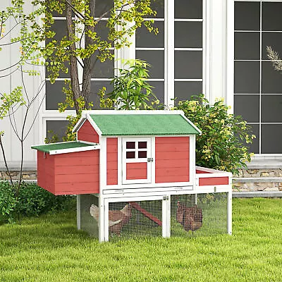 Mahogany Farmhouse Style Chicken Hutch W/ Spacious Run Area & Egg Case Red • $179.99