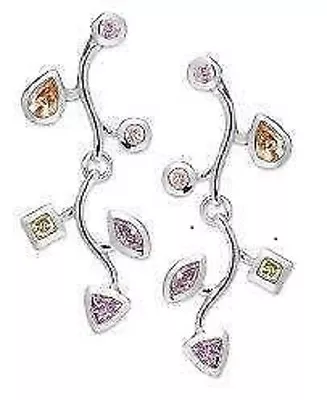 B. Brilliant Sterling Silver Multi-hued Cubic Zirconia Drop Earrings ~ $120 • $25