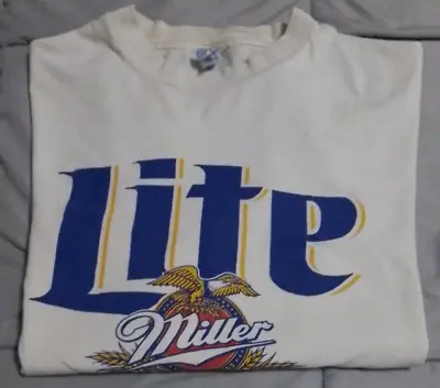 Miller Lite Beer Shirt Adult XL Short Sleeve Extra Large Mens Vtg Hanes Beefy T • $25.49