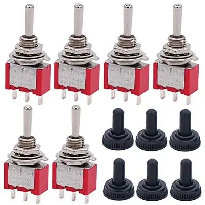 /6Pcs Mini Momentary Toggle Switch SPDT 3 Position 3 Pins (0N)-Off-(On) Miniatur • $14.47