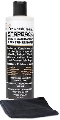 CROWNED CLEAN Black  Trim Restorer Plastic Vinyl- 12 Ounces- Microfiber Included • $15.95