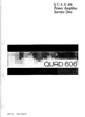 Service Manual Instructions For Quad 606 • $12.47
