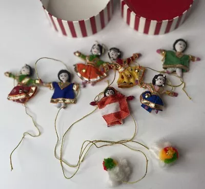 Vintage Indian Dancing Doll Hanging Ornaments Lot Of 7 Wedding Gift Favor Boxed • $23