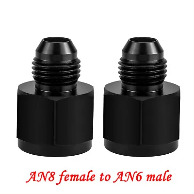 $9 • Buy 2x -8 AN Female -6 AN Male AN Flare Fitting Reducer Adapter 8AN To 6AN Black US