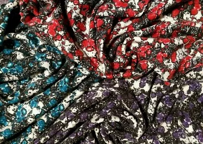 £4.72 • Buy Small Floral Printed Stretch Sweater Knit Jersey Fabric-3 Colours-sold By Meter