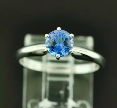 14k Solid White Gold  Solitaire AAA Natural Tanzanite Ring 0.66 Ct  • $239