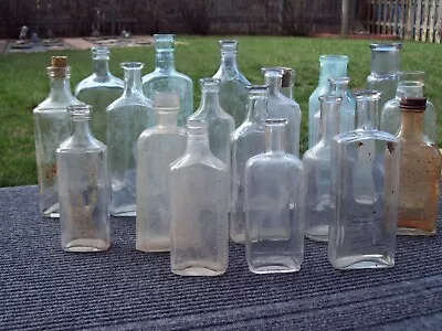 Antique Bottles. Medicine Science. Aqua Clear Bottle Lot. 20 In All. Old Glass • $14.95