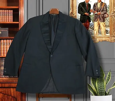 Rare! Vintage 1940s Brooks Brothers 42R Tuxedo Smoking Jacket Black Wool Formal • $299.99