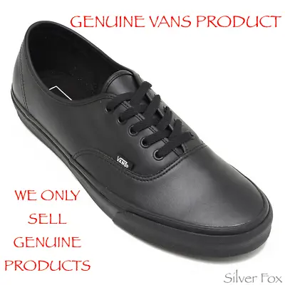 Vans Authentic Leather Black Mono Kids Youth School Shoes Sneakers Runners New • $39.95