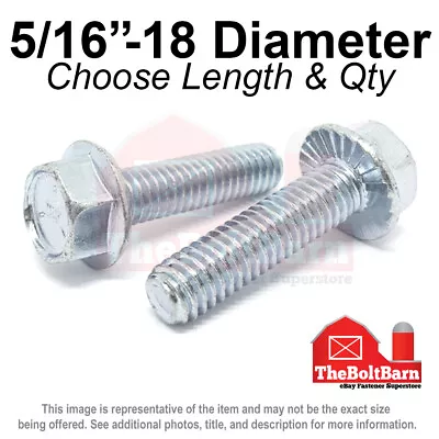 5/16 -18 Grade 5 Serrated Hex Flange Screws Frame Bolts Zinc (Pick Length & Qty) • $10.45