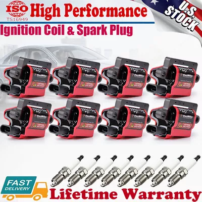 8Pack Square Ignition Coil & Spark Plug For Chevy GMC 4.8L 5.3L 6.0L 8.1L D581 • $149.99