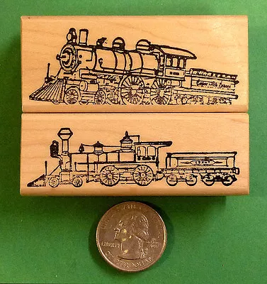 Train Set (2) Wood Mounted Rubber Stamps • $8.95