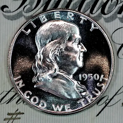 * 1950-p Ultra Cameo * Pristine+ Gem Bu Proof Franklin Half-dollar * • $299