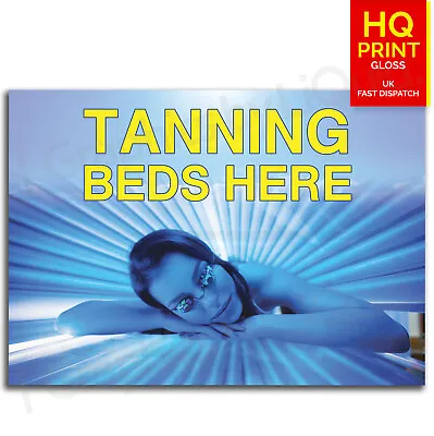 Sunbeds Available Here Tanning Advertising Salon Poster | A4 A3 A2 A1 | • £7.99