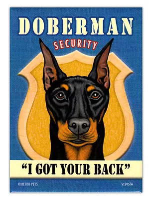 Retro Dogs Refrigerator Magnets - Doberman Pinscher Security - Advertising Art • $8.99