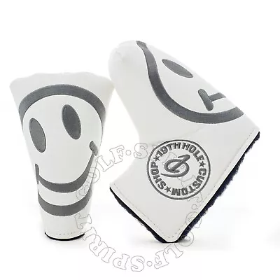 19th Hole Custom Shop?Smile Face Blade & Mid Size Mallet Putter Head Cover White • $19.99