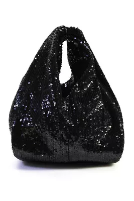 ALC Womens Mini Sequin Top Handle Hobo Tote Handbag Black • $121.99