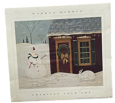 Warren Kimble Art Print Signed Snowman And House American Folk Art • $29.20