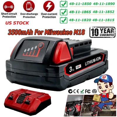 Battery+Charger For Milwaukee M18 3.5AH Lithium-Ion 48-11-1890 48-11-1840 • $72.19