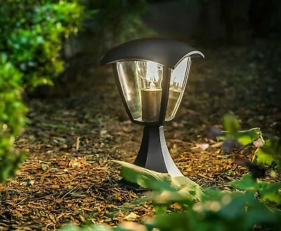 CGC Garden Pathway Black Outdoor Lantern Short Pedestal Bollard Light Waterproof • £21.99