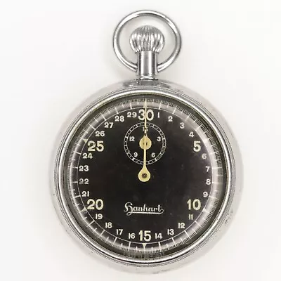 Vintage Hanhart Silver Analog Dial Mechanical Stopwatch WW2 • $89