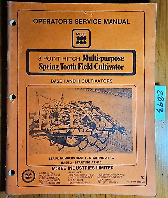 McKee 3 Point Hitch Multi-Purpose Spring Tooth Field Cultivator Base I II Manual • $25