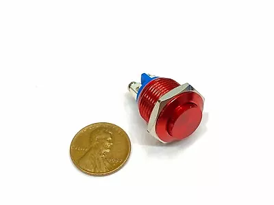 Red Push Button Switch Metal Normally Opened 16mm Round IP67 Momentary C34 • $9.65